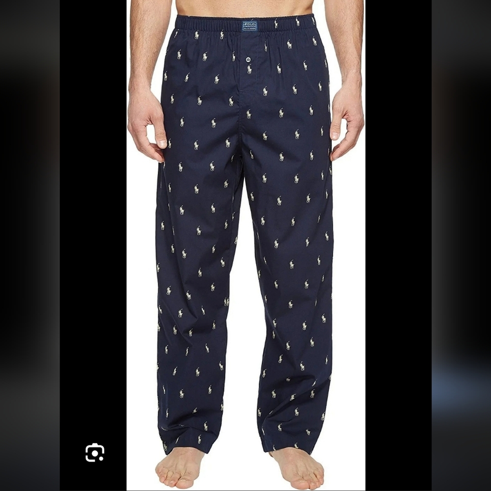 Polo Ralph Lauran Cotton Navey Gold Logo Sleep Pants. Size S